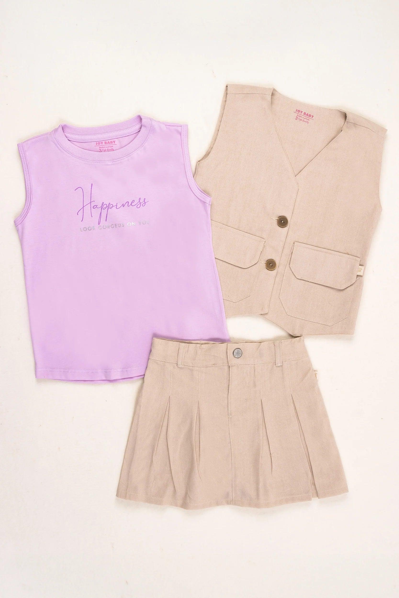 Conjunto Falda Y Chaleco Para Niña Verano | Travesuras beige