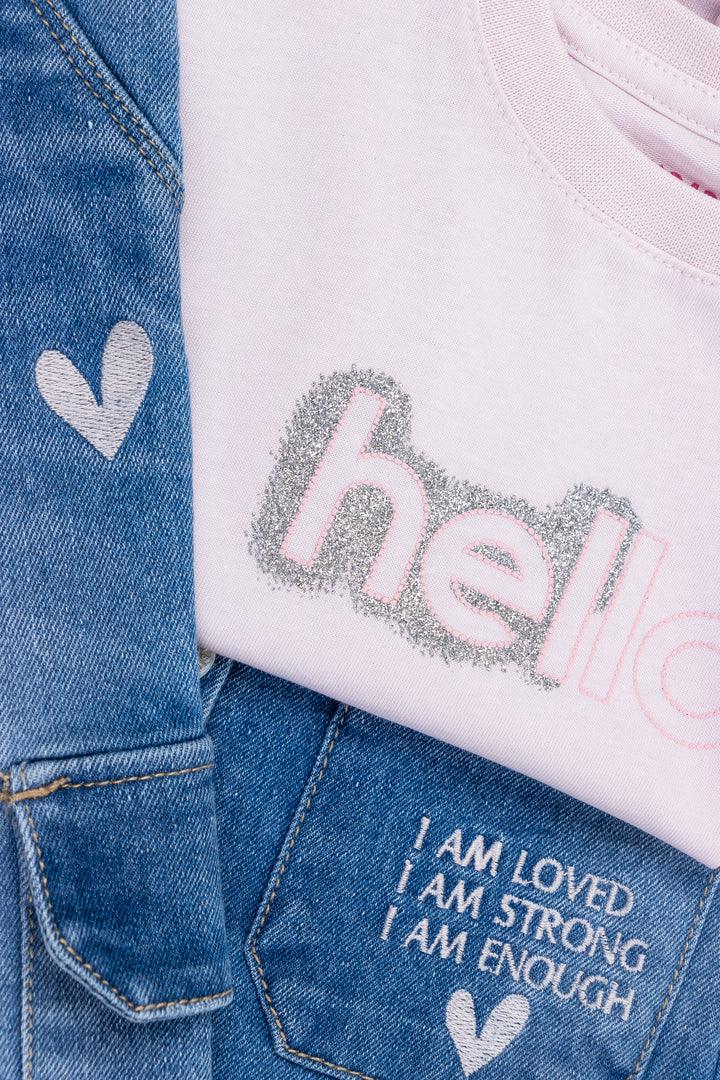 Conjunto 3 Piezas Chaleco Denim Joy Baby Blanco