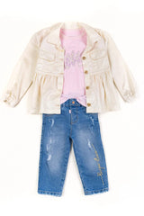 Conjunto 3 Piezas Chaqueta Love Blanco