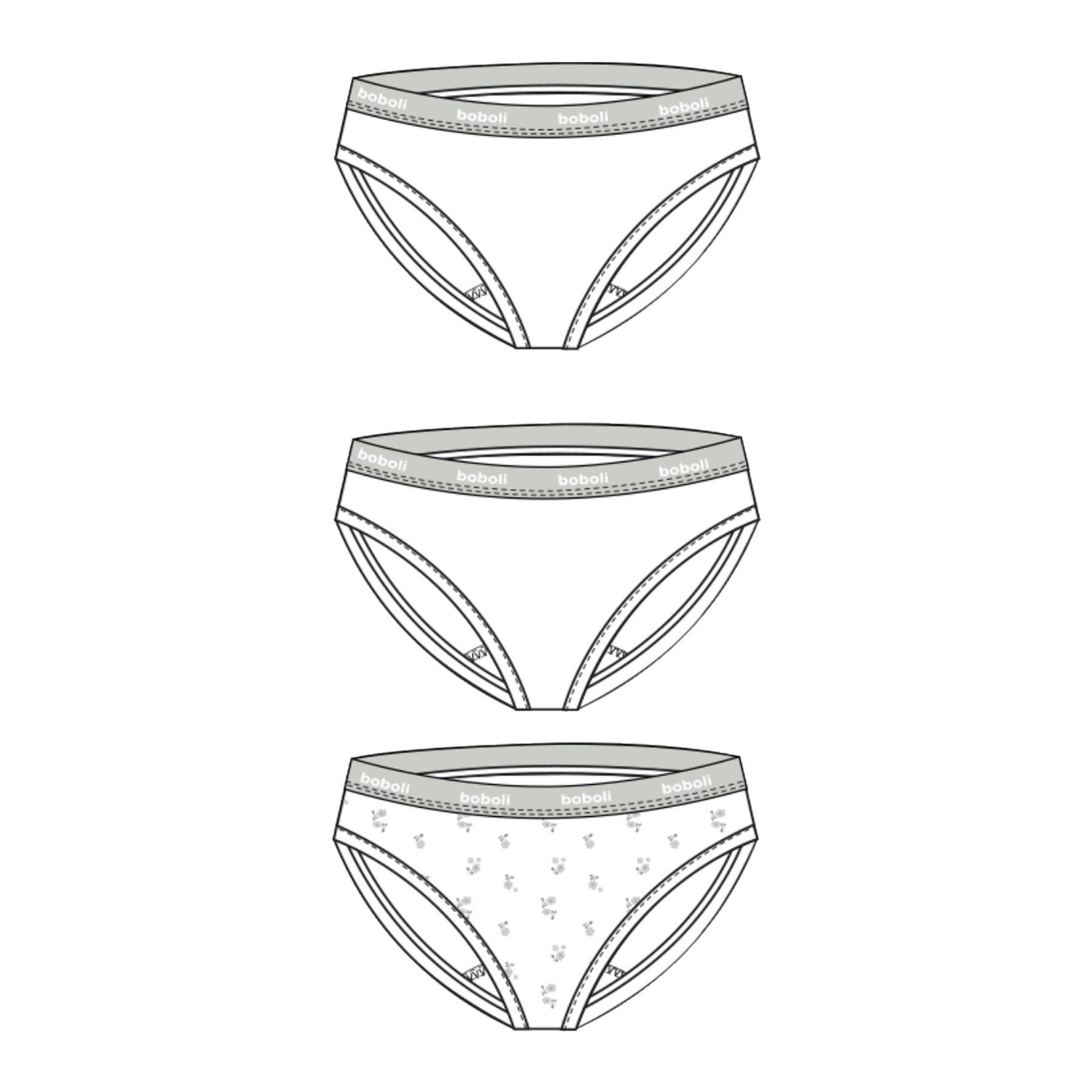 Set 3 Pantys Flores Blanco Boboli