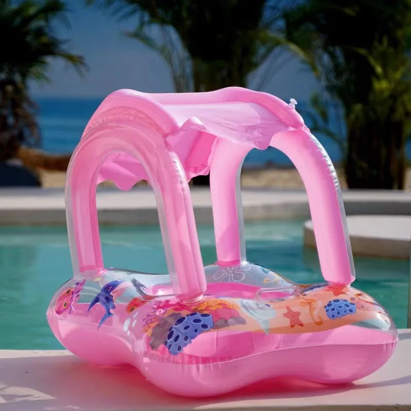 Flotador Con Techo Animalitos del Mar rosa