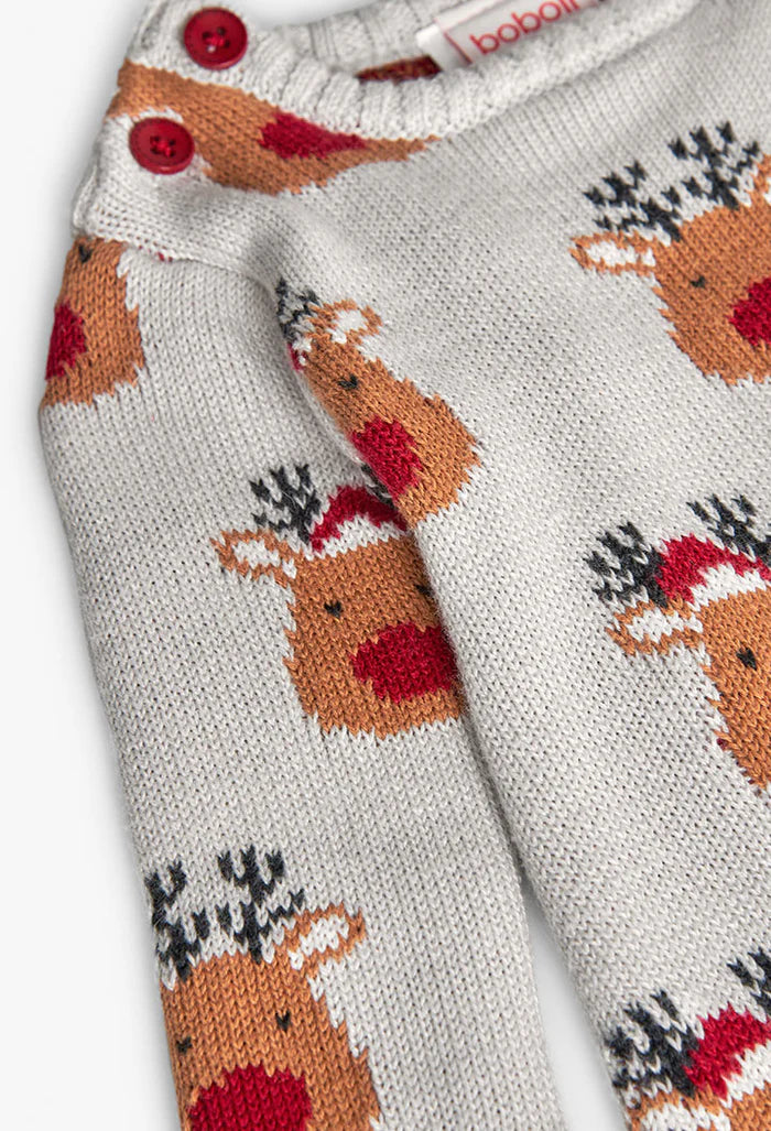 Pelele gris tricot navideño  para bebé Boboli