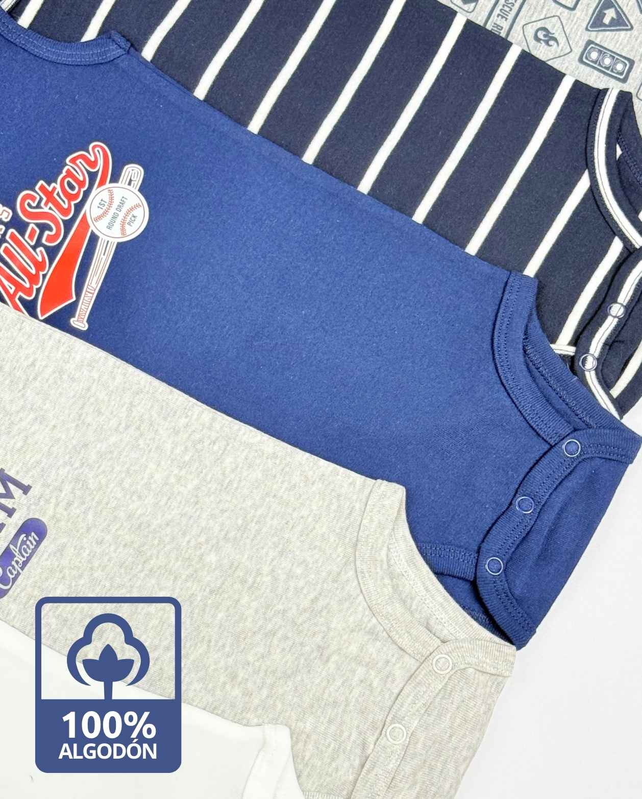 Set 5 Bodys Estampado Esqueleto Daddys Gris Detalles