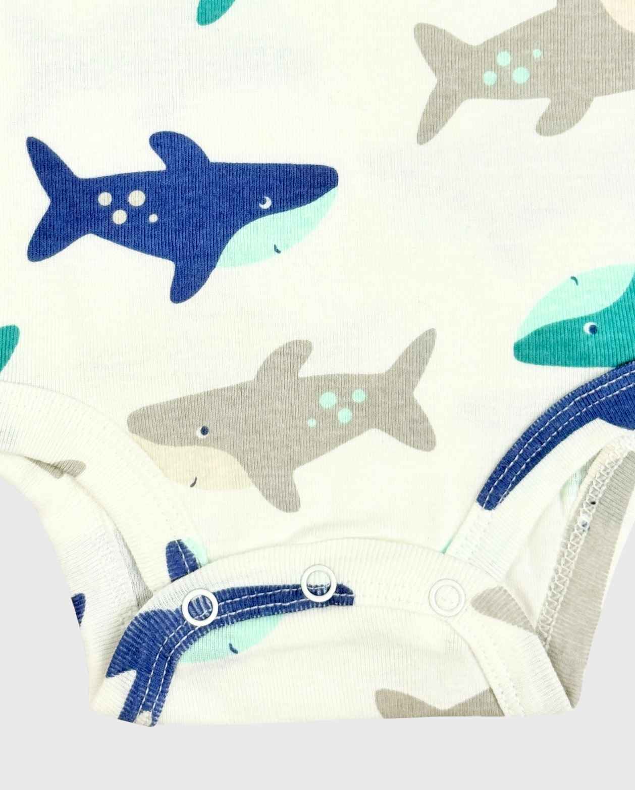 Set 5 Bodys Estampado Esqueleto Animales del Mar Tiburón 