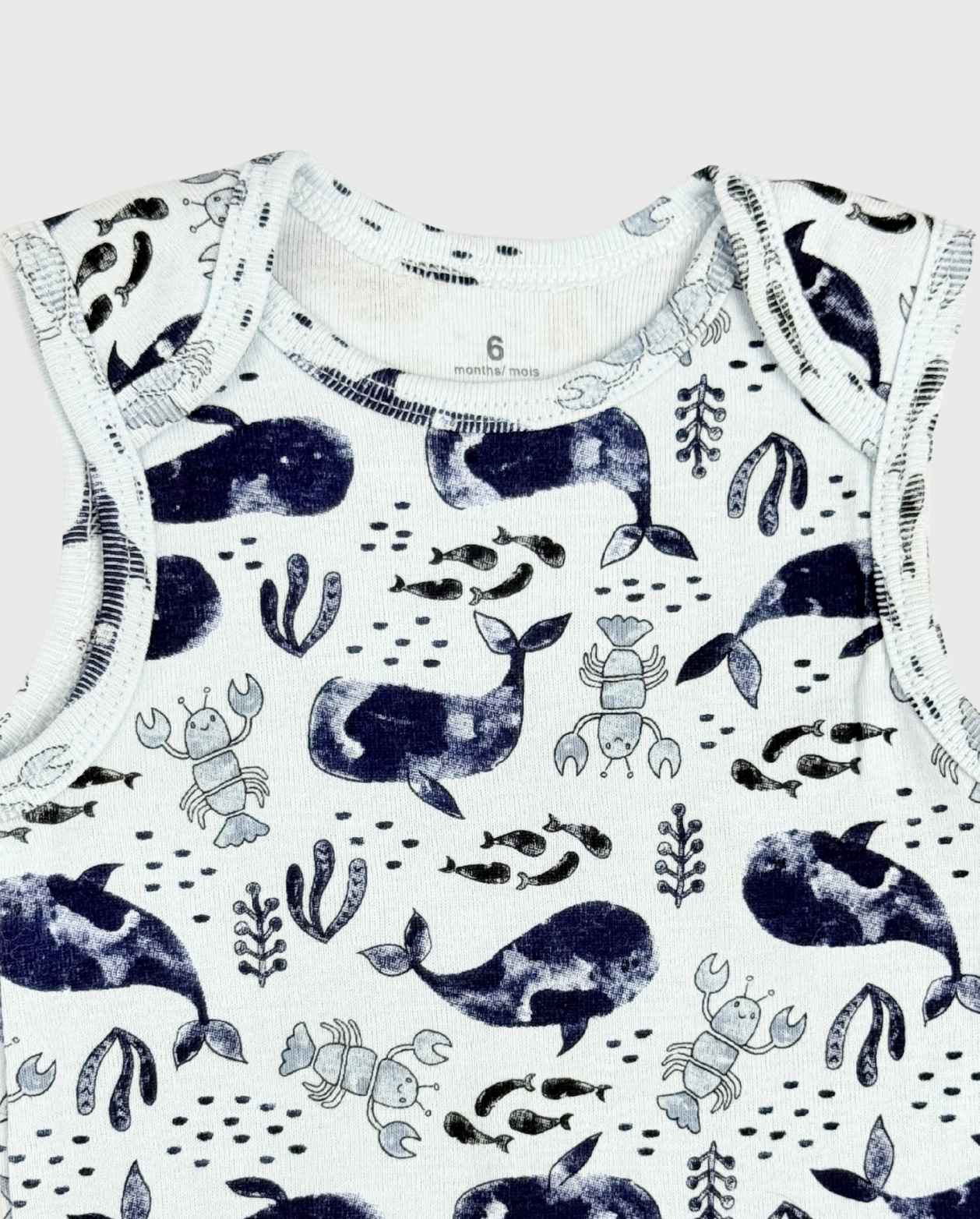 Set 5 Bodys Estampado Esqueleto Animales del Mar Oceano