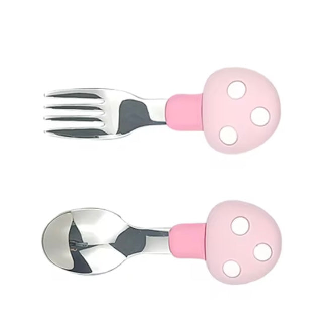 Set de Cubiertos Metalizado Hongo Rosa