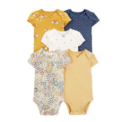 Set 5 Bodys Estampado Flores Amarillo