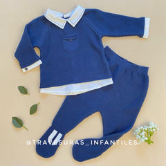 Conjunto Tricot Cuello Azul