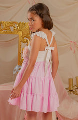 Vestido Cintura Flores Arte Rosa Espalda