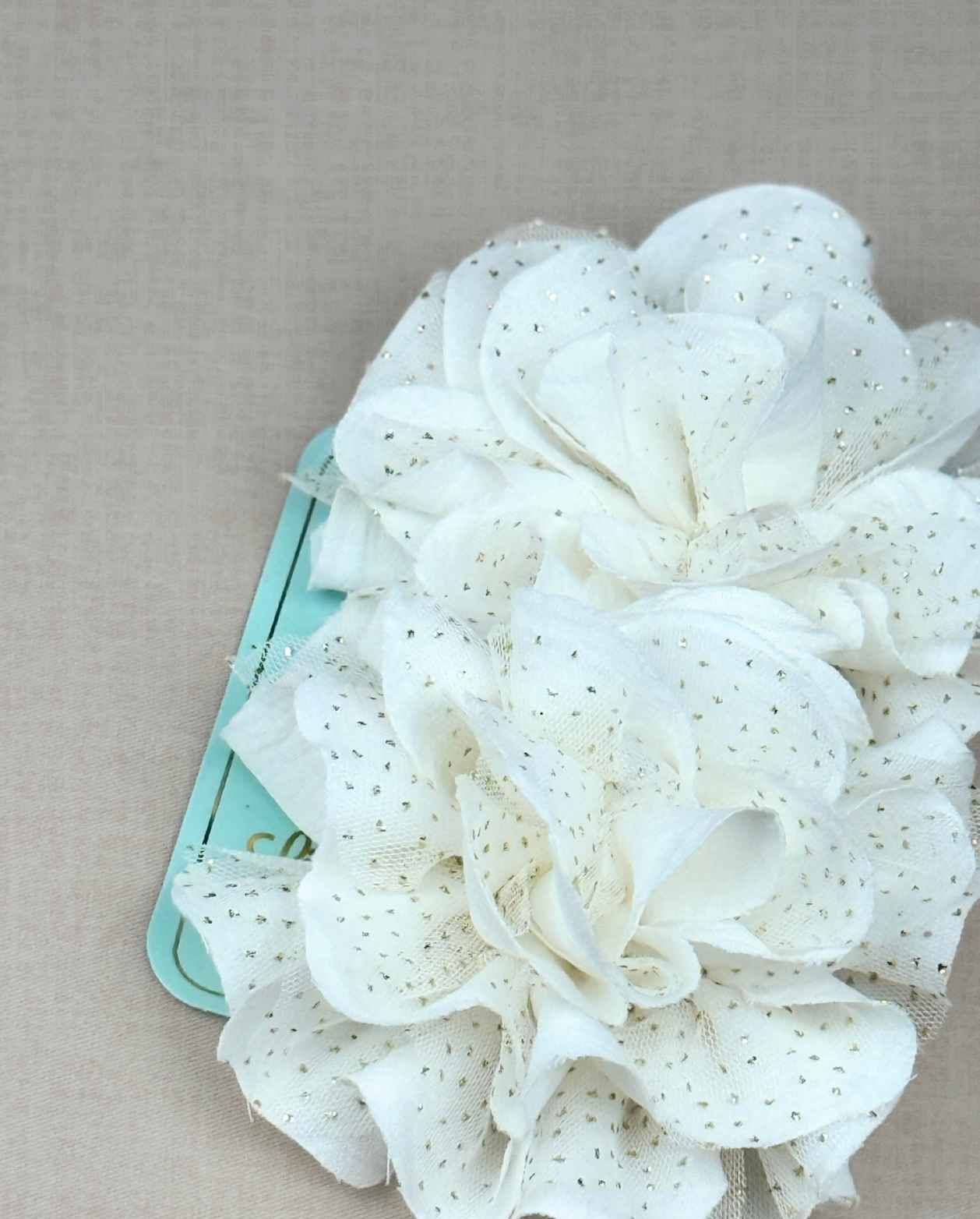 Set 2 Pinzas Maxi Puntos Dorados Blanco White