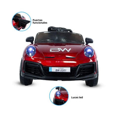 Carro Montable Tipo Porsche 911 Metalizado Rojo 6V Luces