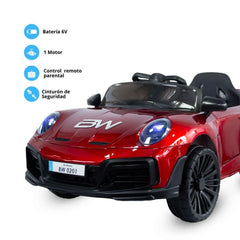 Carro Montable Tipo Porsche 911 Metalizado Rojo 6V Detalles