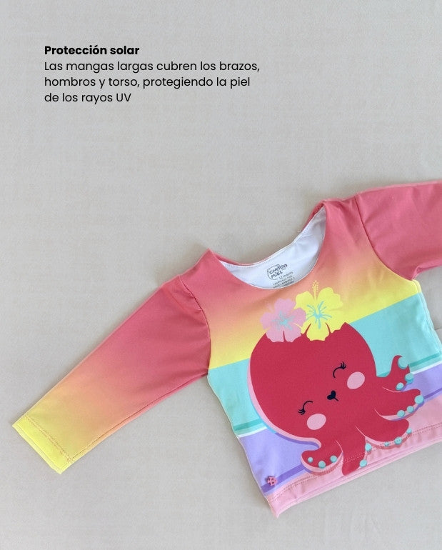 Vestido de Baño Manga Larga Pulpo Mangas