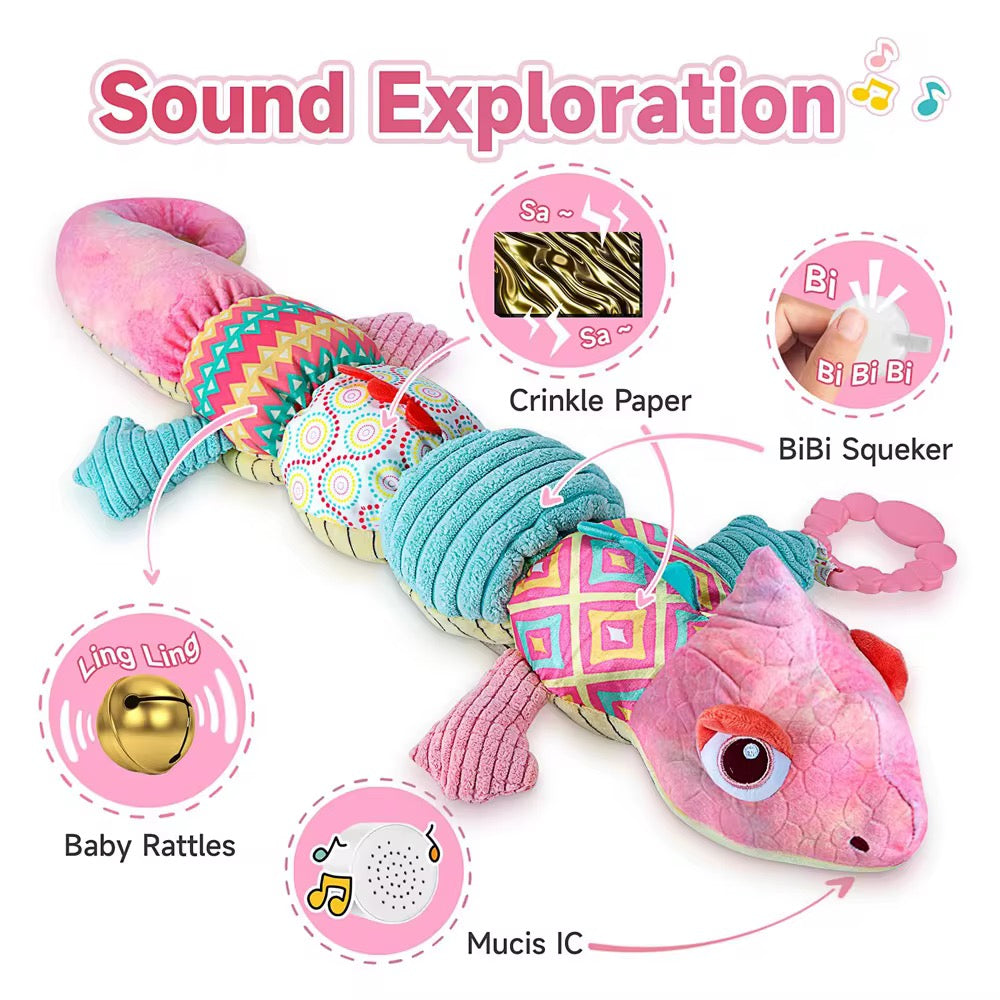 Peluche Apego Musical Estimulación Camaleón uso