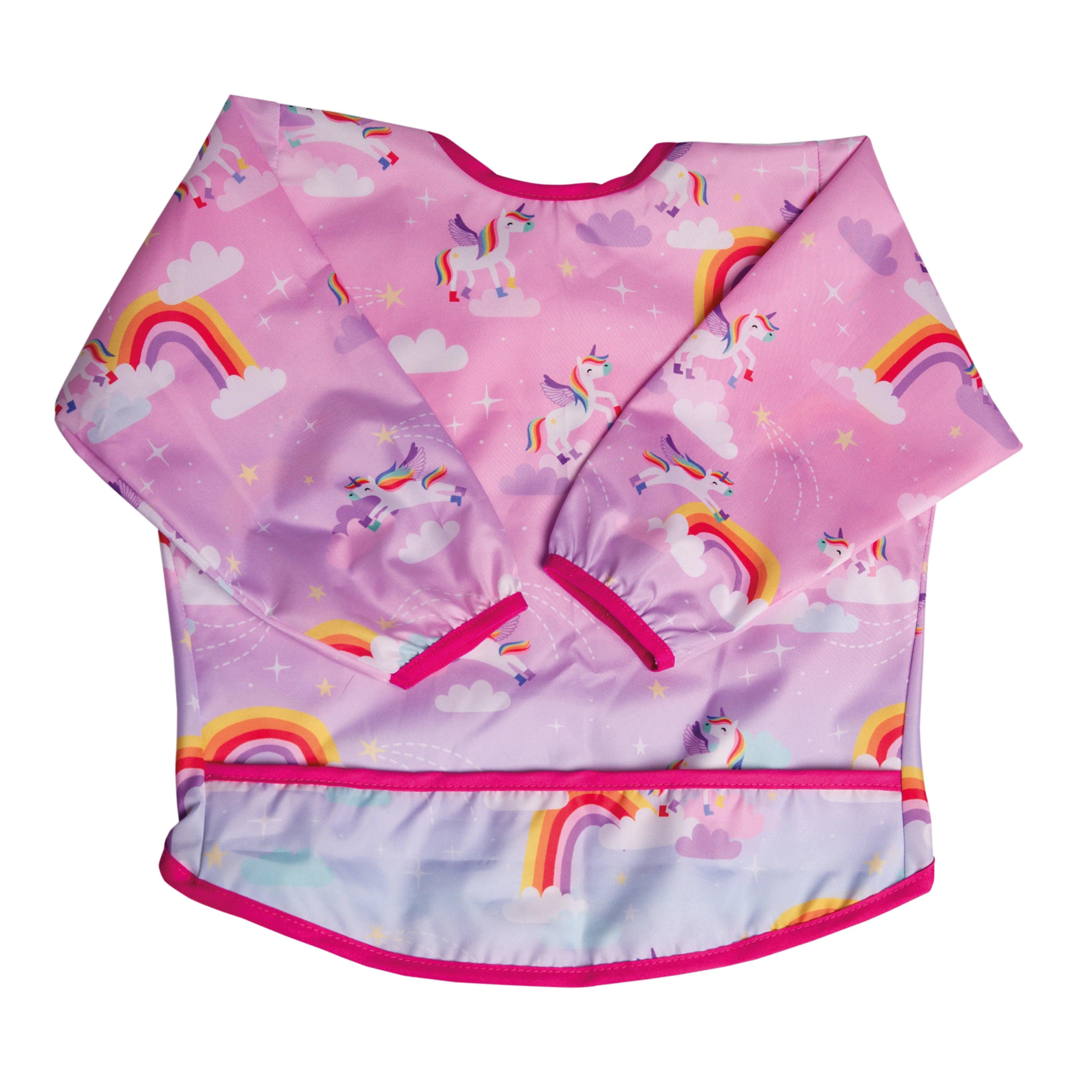 Babero Antifluido Con Mangas Unicornio Arcoíris