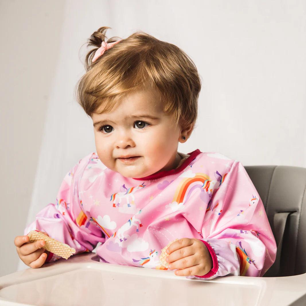 Babero Antifluido Con Mangas Unicornio Bebé