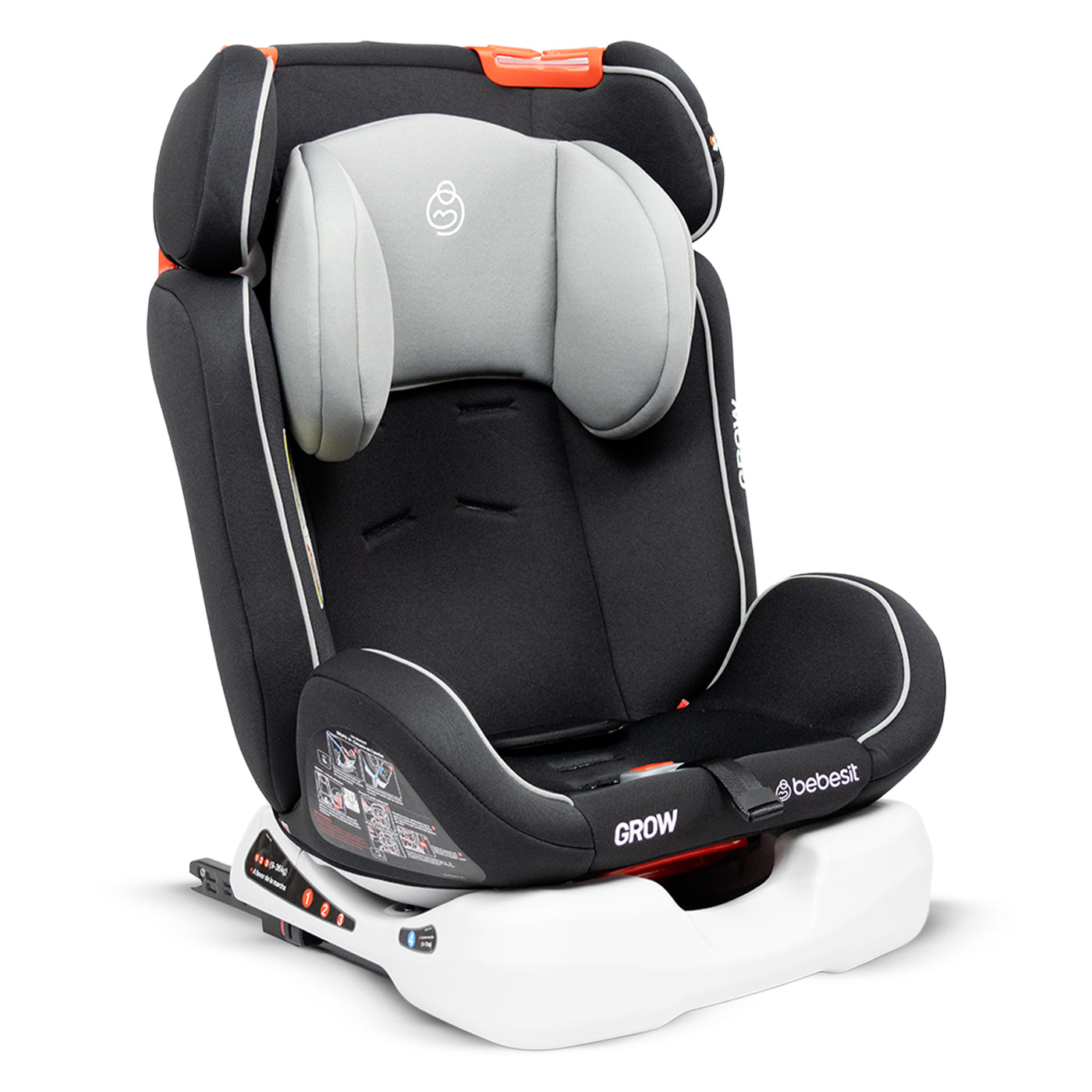 Silla de Carro Grow Isofix Bebesit Gris acolchado doble