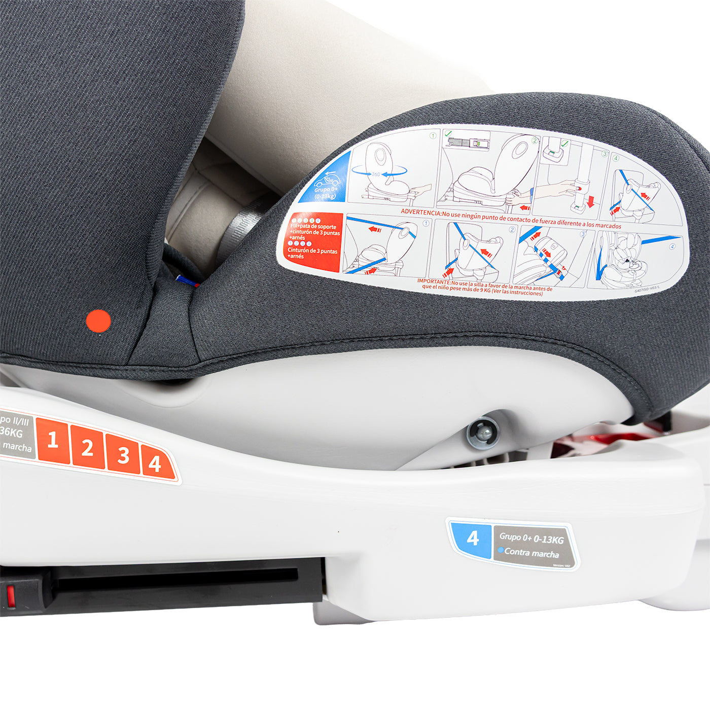 Silla de Carro Active Premium 360 Isofix Bebesit Gris modos