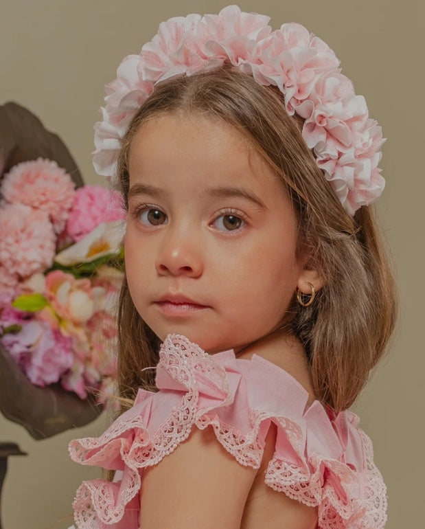 Balaca Flores Tul  Rosa