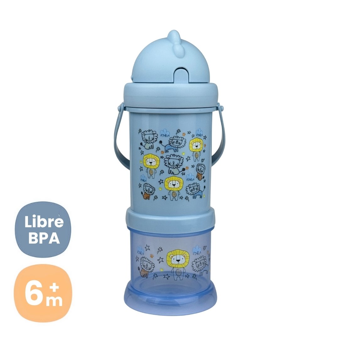 Termo Pitillo Con Porta Snack Azul