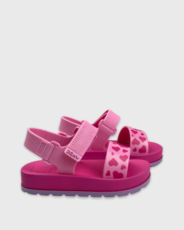 Sandalia Zaxynina Corazones Fucsia