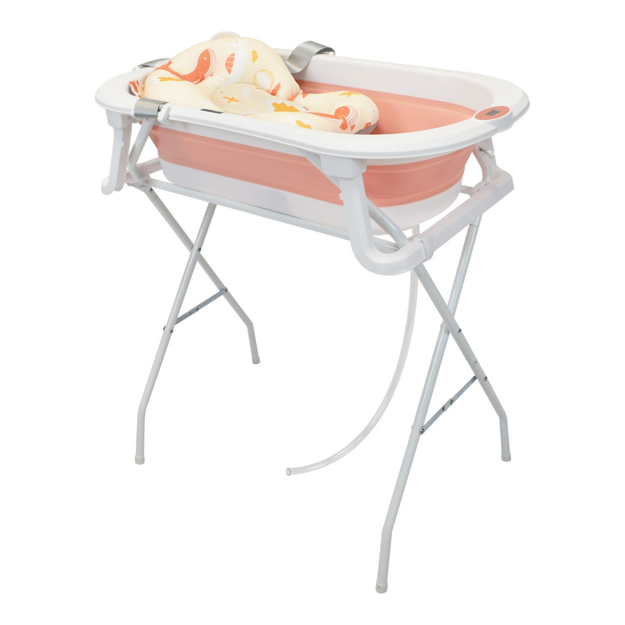Bañera Plegable Stand Con malla y Soporte Rosa Happy Baby diseño