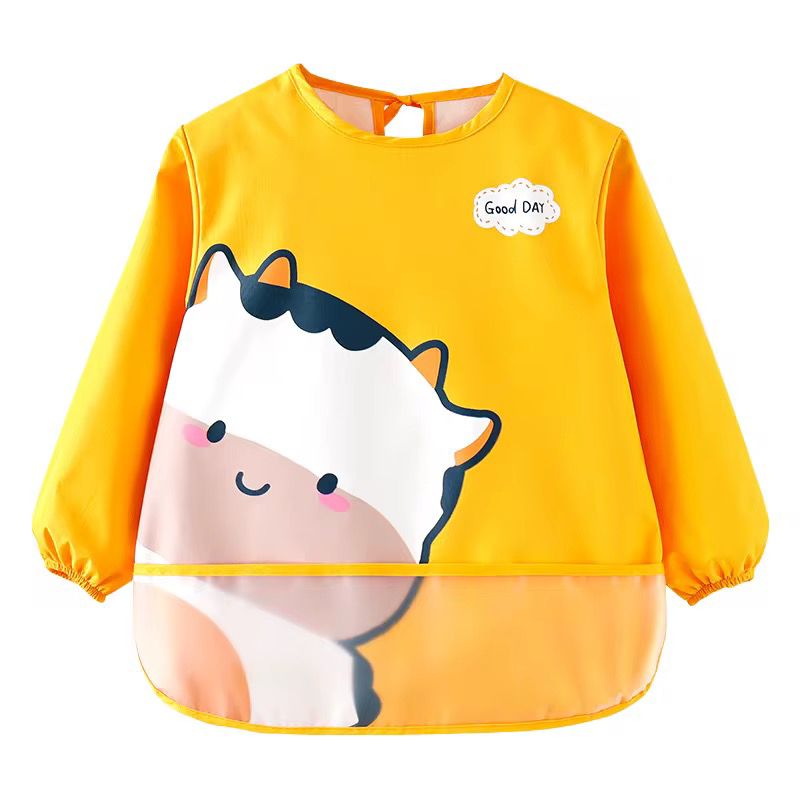 Babero Manga Larga Estampado En Tela AMARILLO