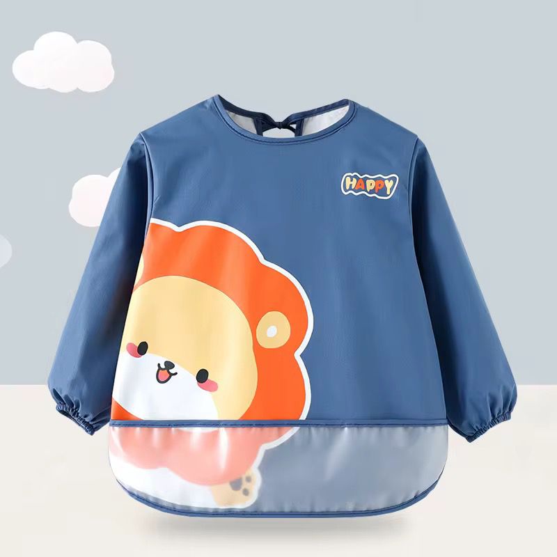 Babero Manga Larga Estampado En Tela AZUL