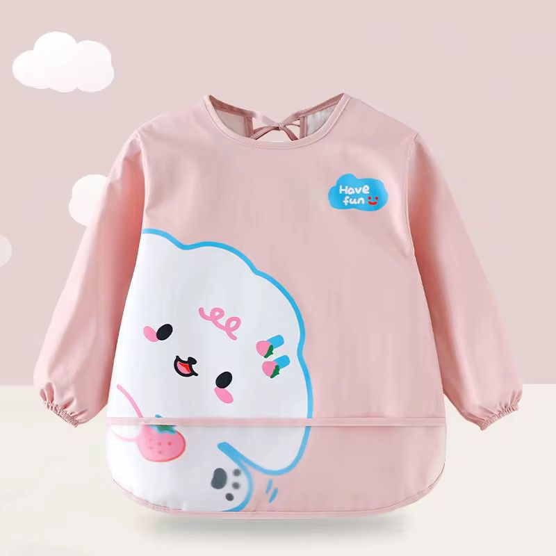 Babero Manga Larga Estampado En Tela ROSA