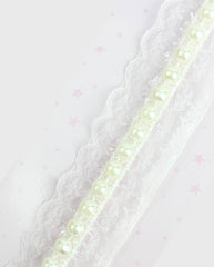 Balaca Encaje Perlas Blanco Detalle