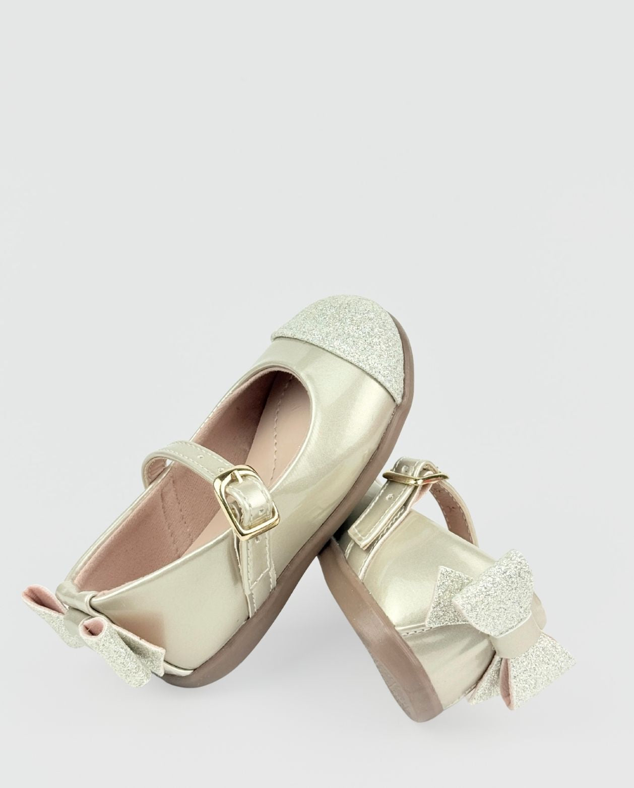 Baleta Charol Detalle Punta Champagne Niñas