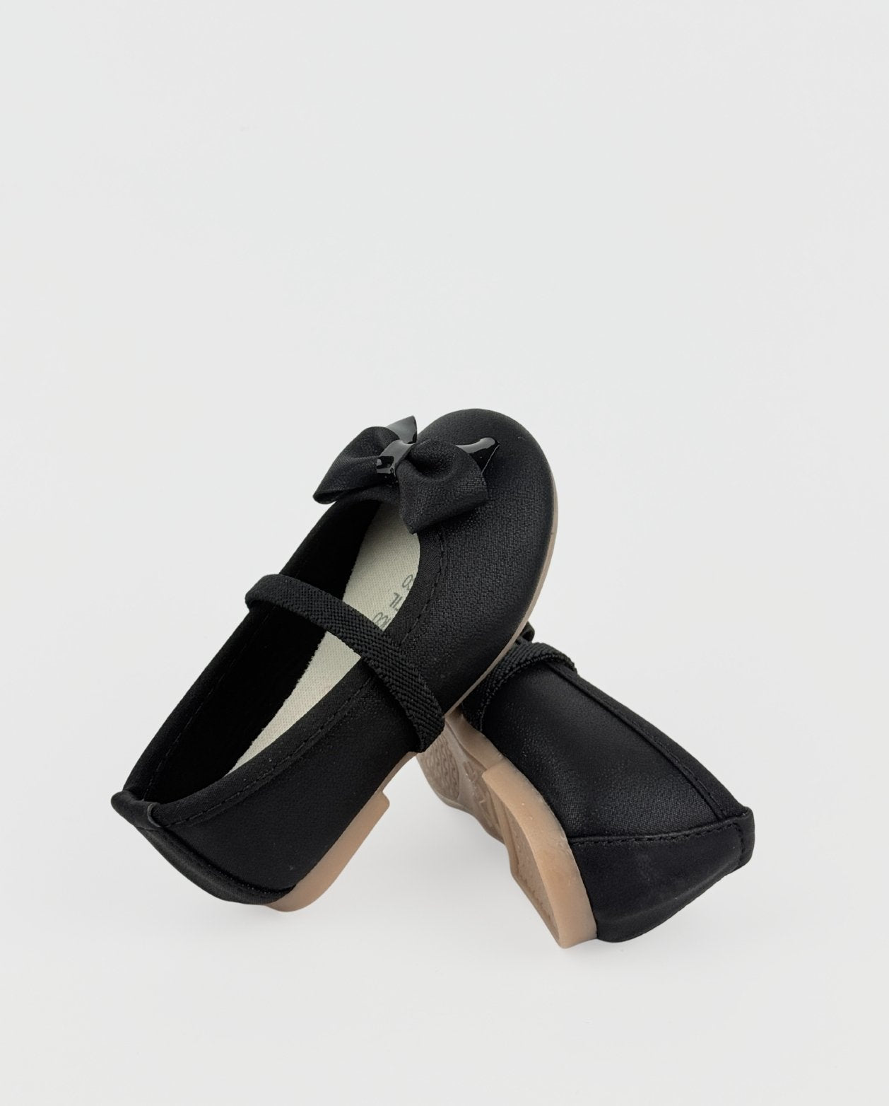 Baleta Mate Moño Brillos Negro Niñas