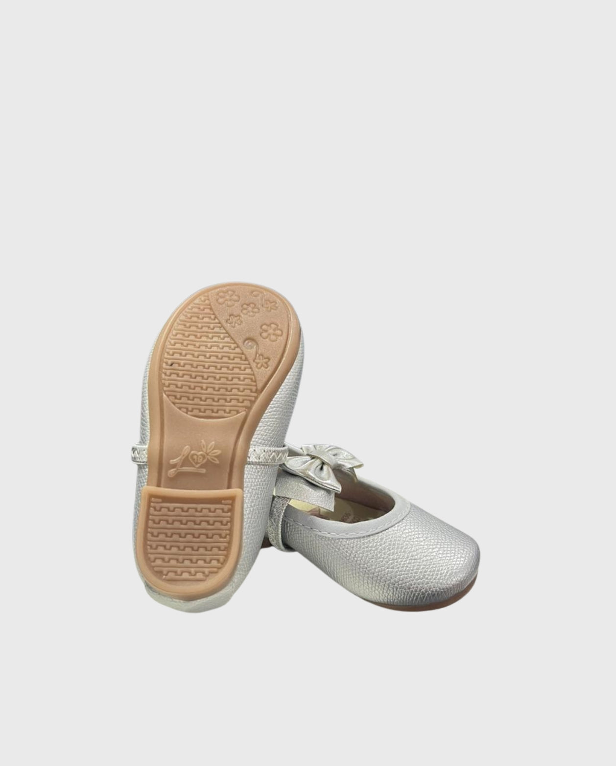 Baleta Bombon Plata Moño suela 