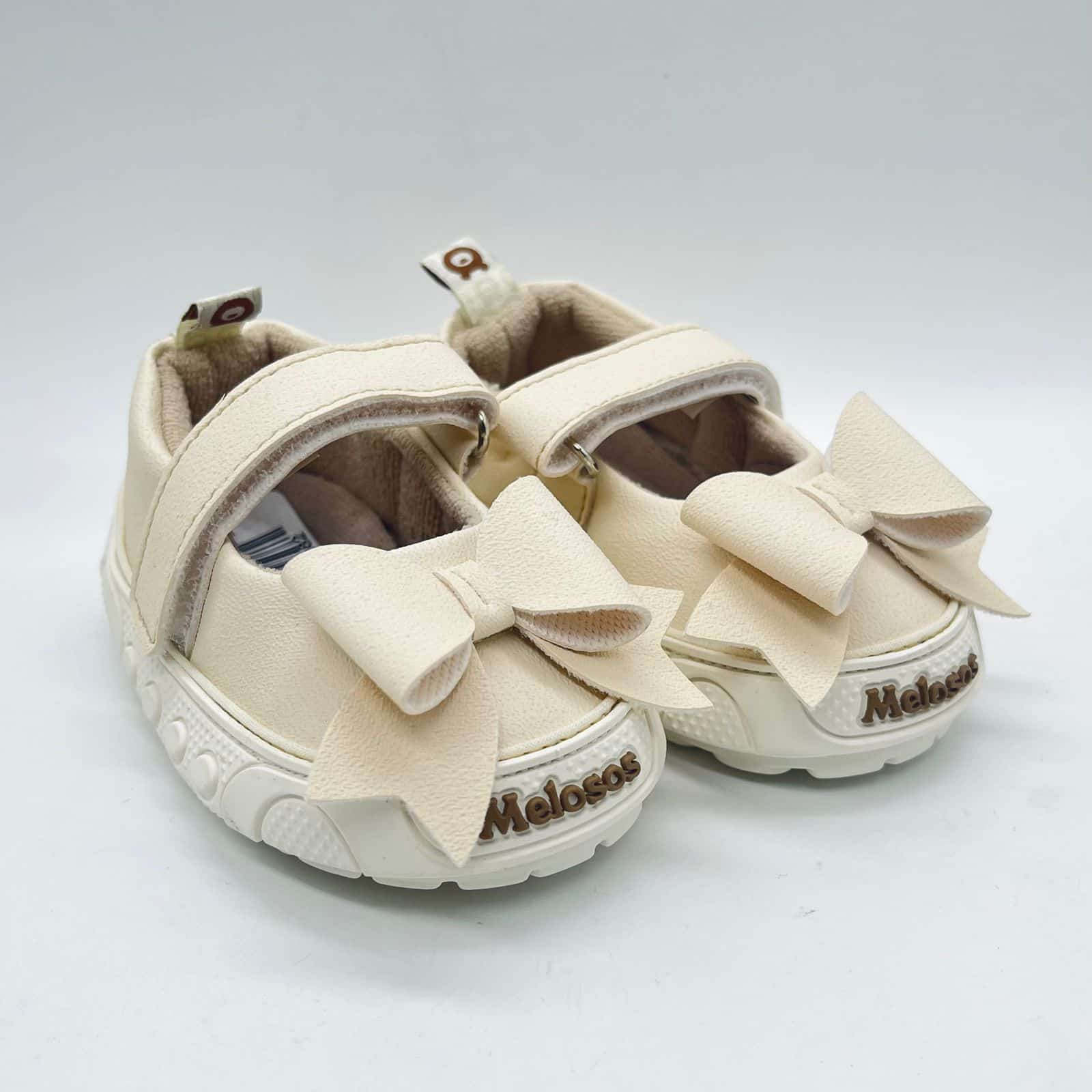 Baleta Velcro Moño Beige Melosos