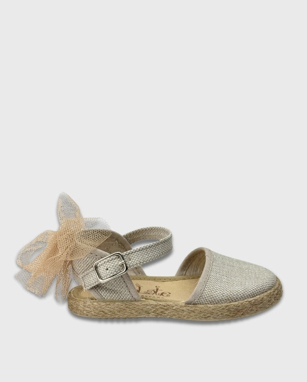 Baletas Merceditas Lazo Tul Beige Tokolate Moda