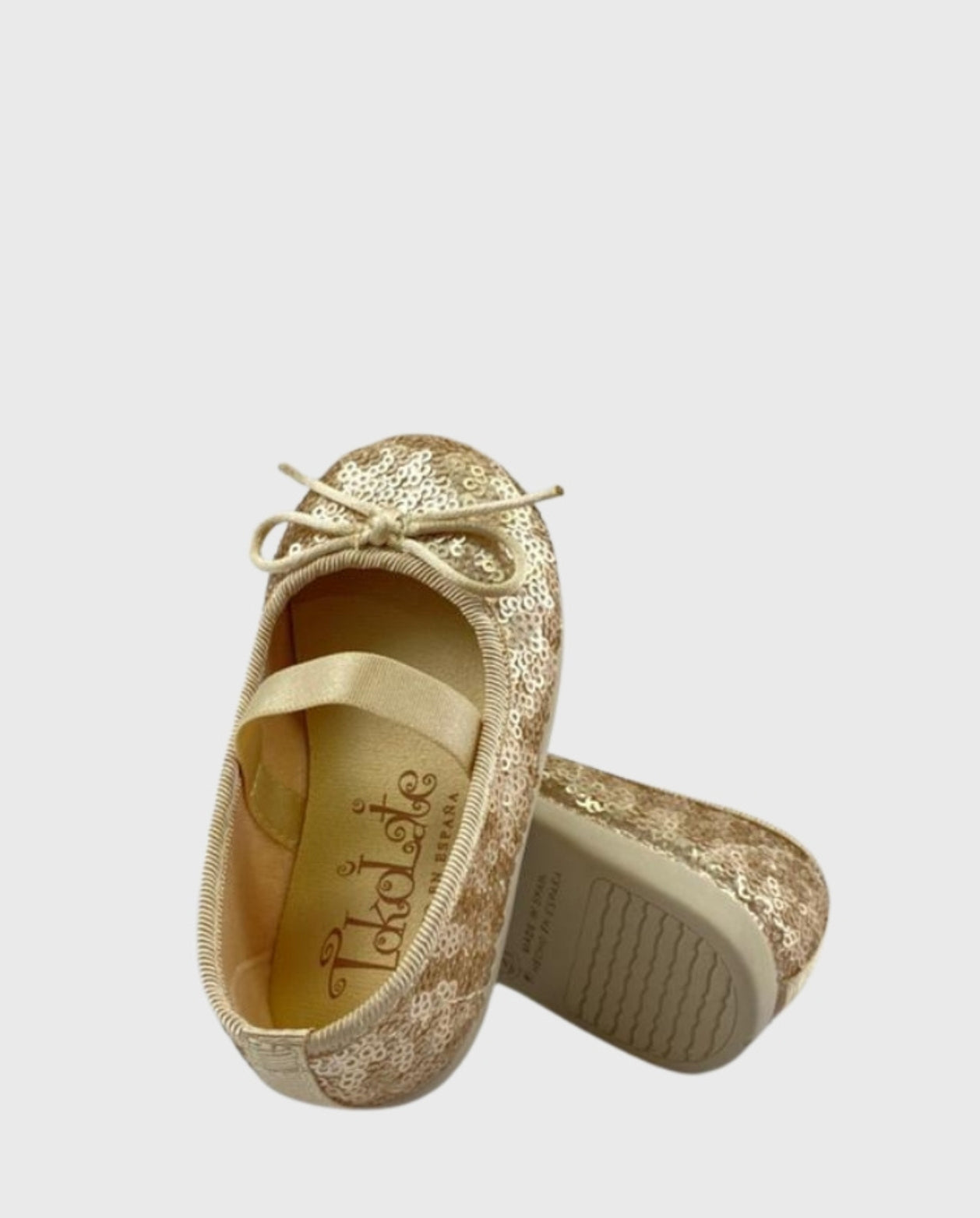 Baletas Doradas Con Lentejuelas suela