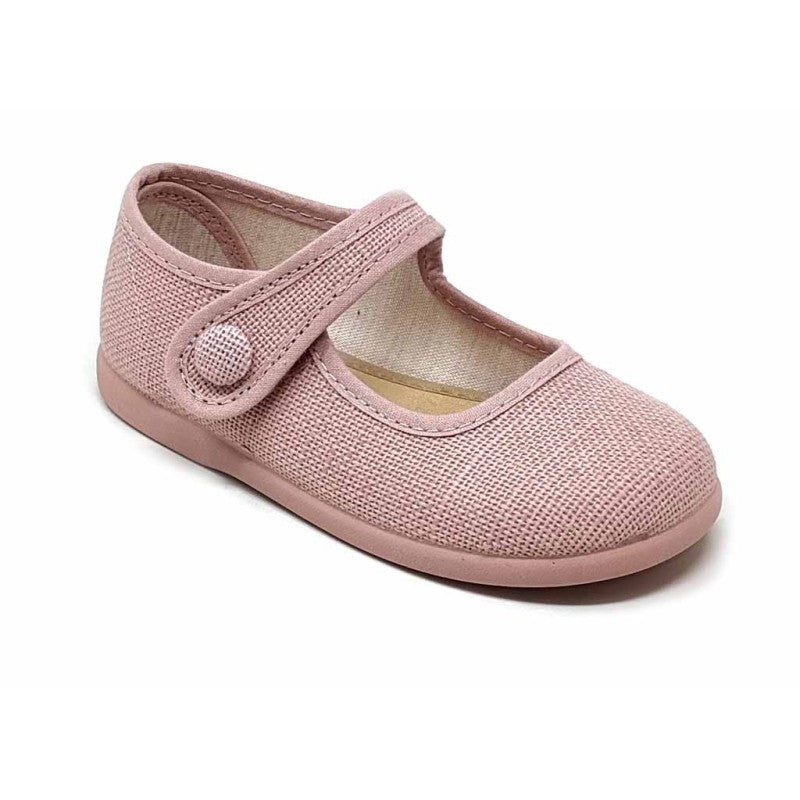 Baletas Merceditas en Lona Rosa Tokolate