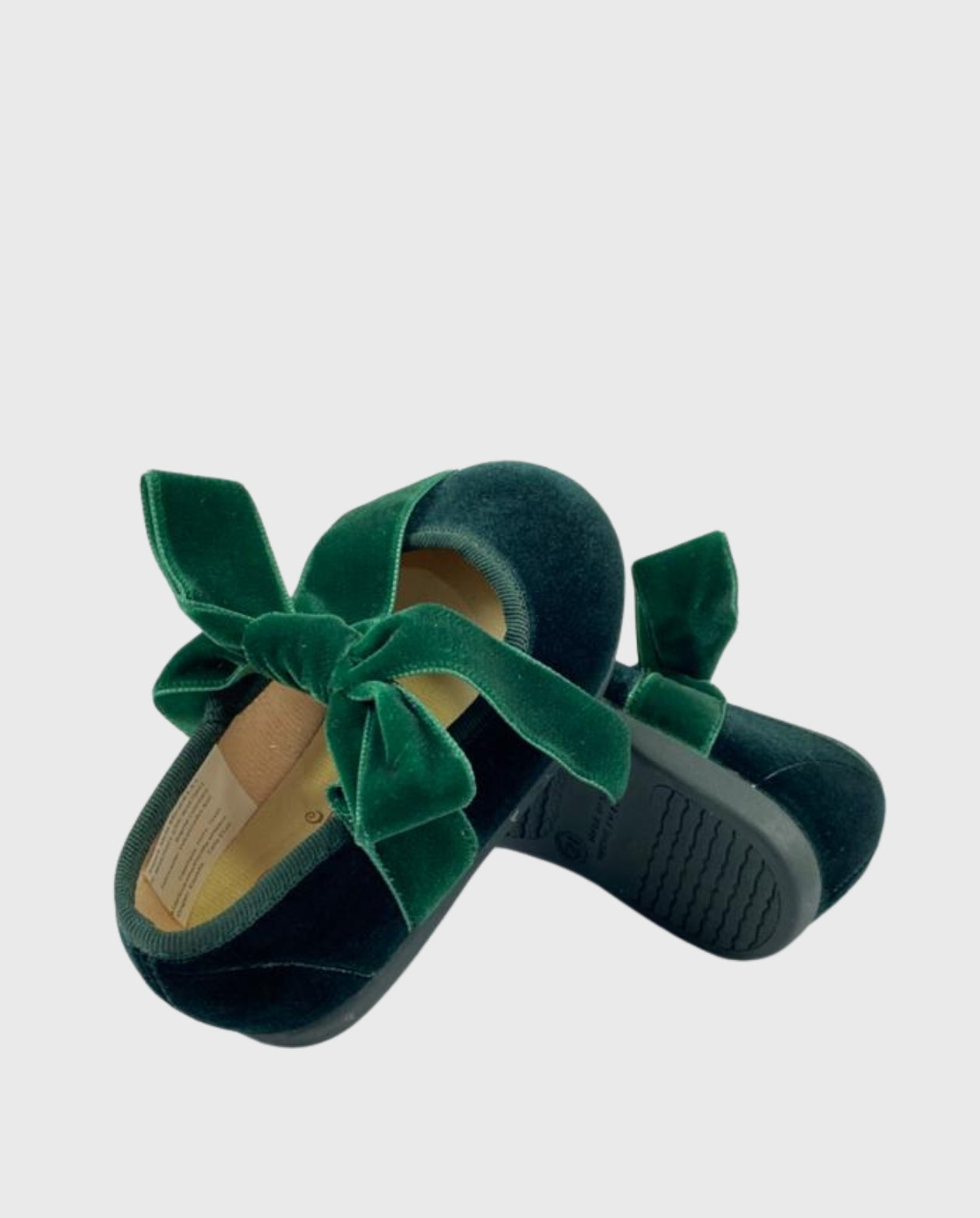 Baletas Mercedita Con Cinta De Terciopelo Verde Tokolate suela