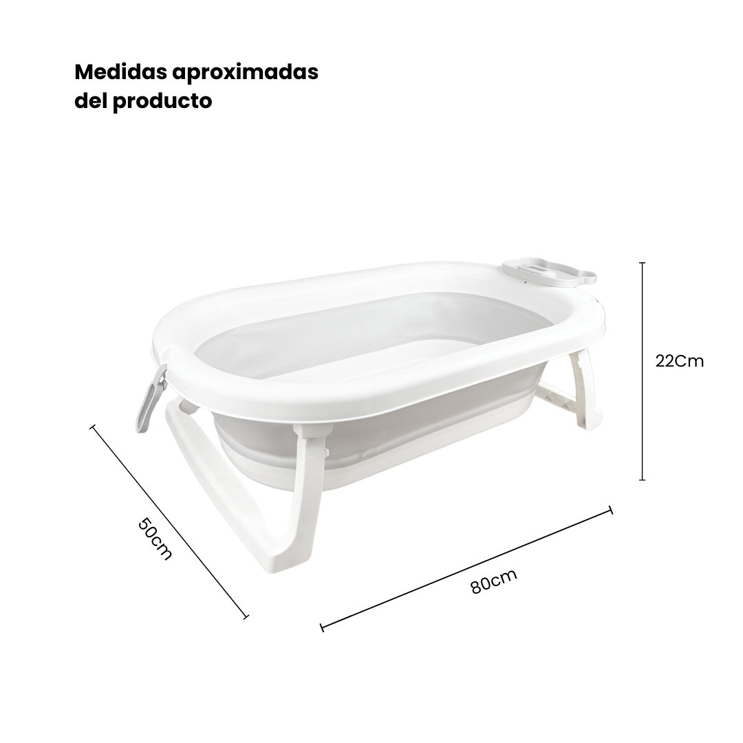 Bañera Plegable Con Termómetro Oso Gris Medidas