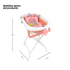 Set Bañera y Malla Con Soporte Rosa Medidas