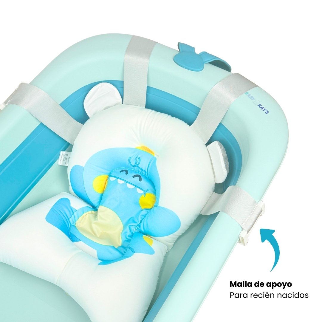 Set Bañera Plegable Con Termómetro Dino Azul Blue