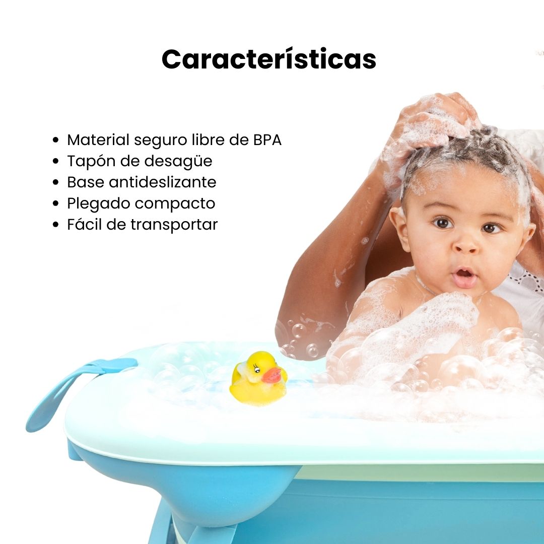 Set Bañera Plegable Con Termómetro Dino Azul Características