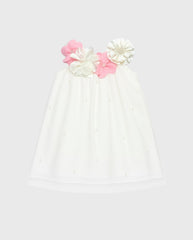 Bata Velo Con Flores Blanco Hueso