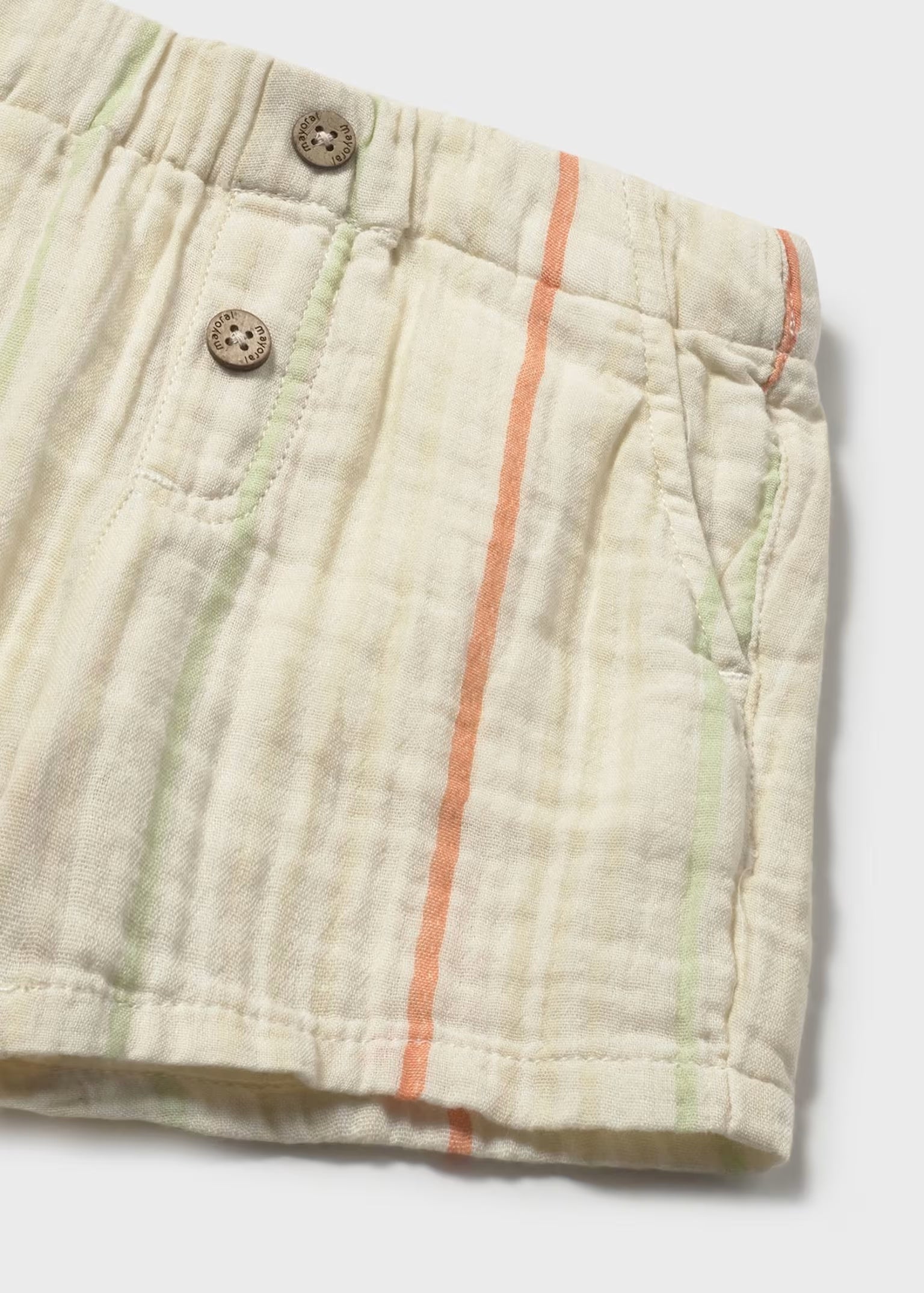 Bermuda Bambula Rayas Beige Mayoral detalle