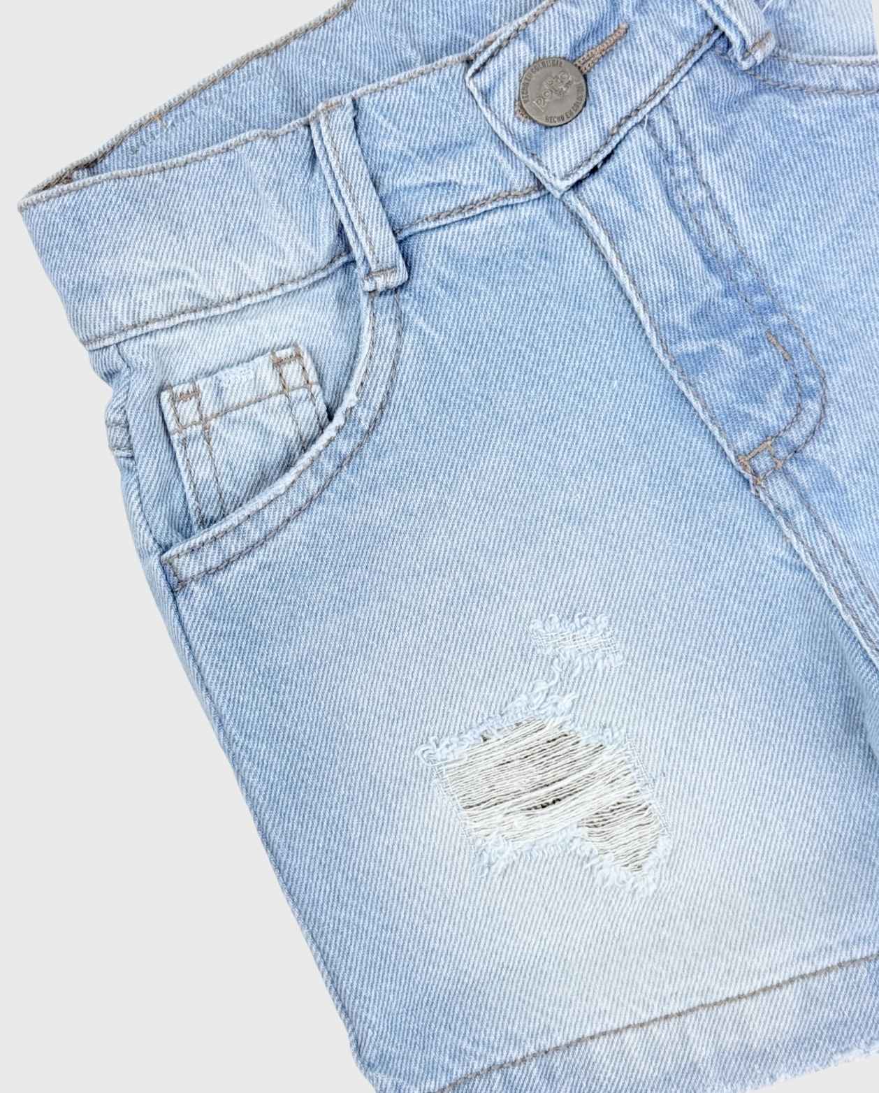 Bermuda Desgaste Para Niño Indigo Claro Niñas Travesuras