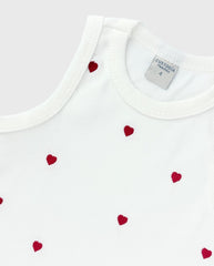 Blusa Crop Top Corazones Blanco Detalle
