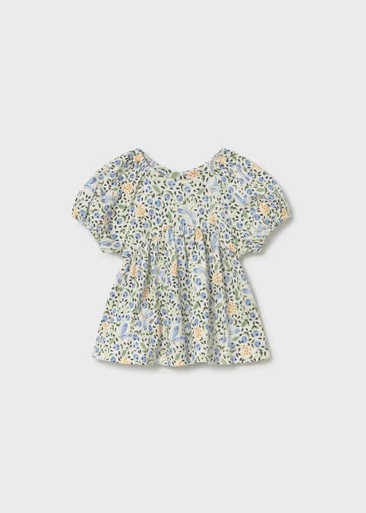 Blusa Bambula Estampado Flores Azul Mayoral