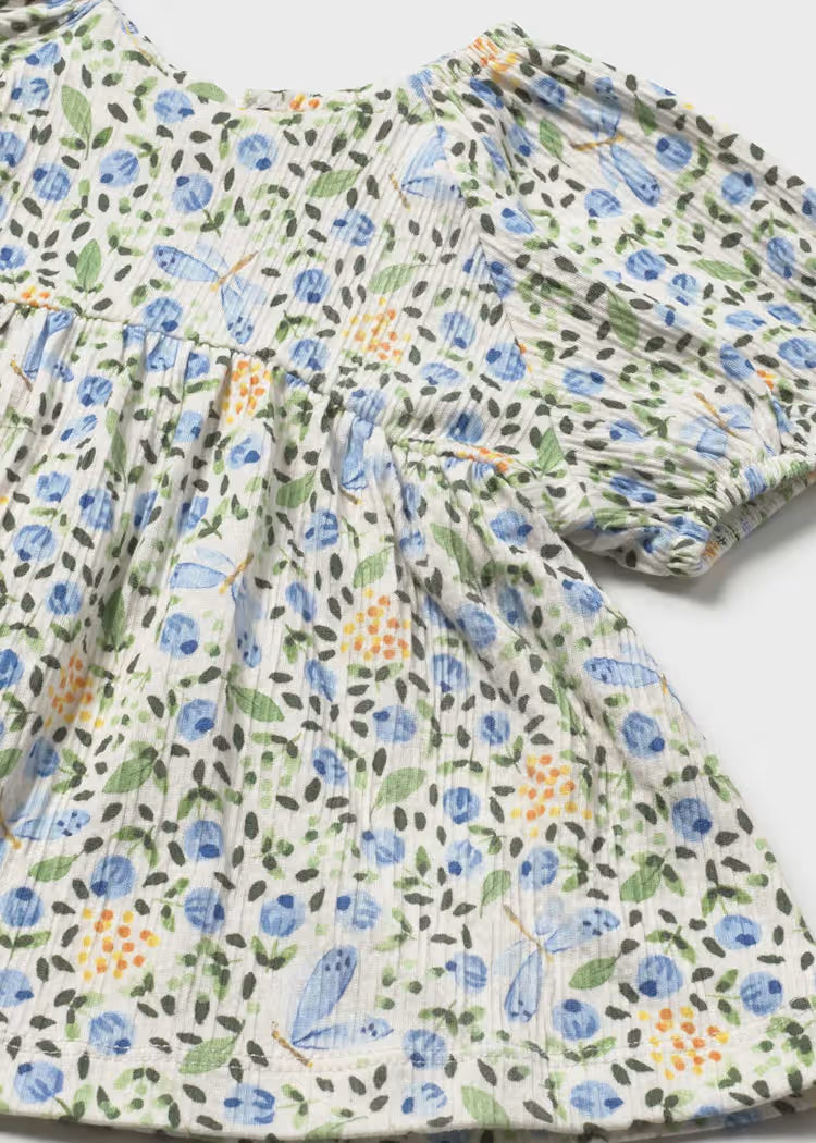 Blusa Bambula Estampado Flores Azul Mayoral detalle