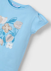 Blusa Bordado Flores Azul Mayoral detalle