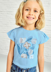Blusa Bordado Flores Azul Mayoral niña